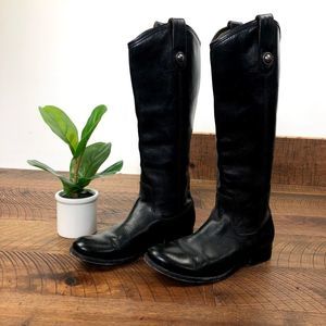 FRYE Melissa Button Tall Black Leather Riding Boot